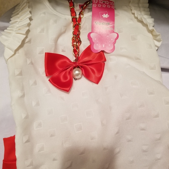 Ivory and Red lil girl dressy short set - Picture 3 of 3
